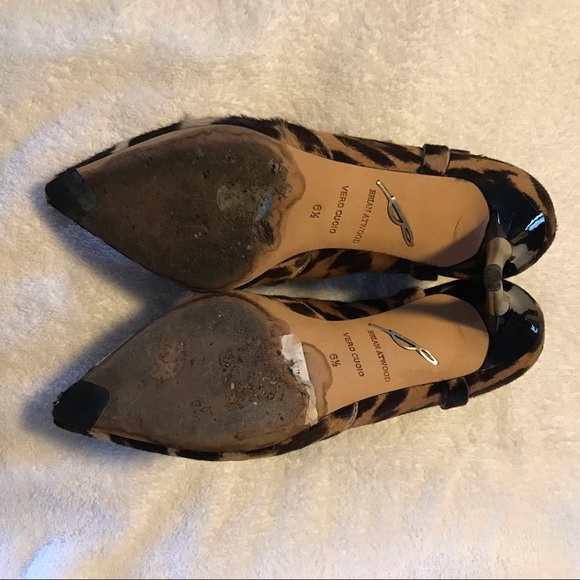 Brian Atwood booties leopard calf hair w/ chains - Picture 8 of 9